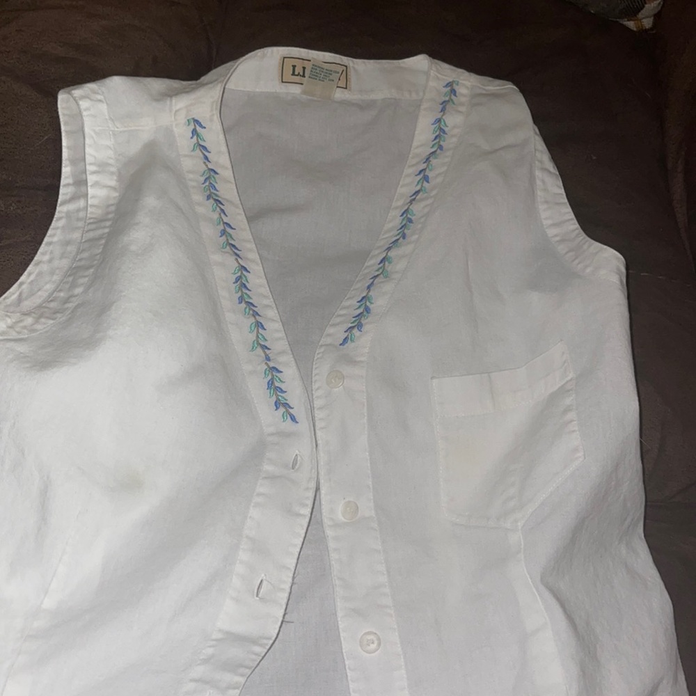 LL BEAN embroidered western style vest